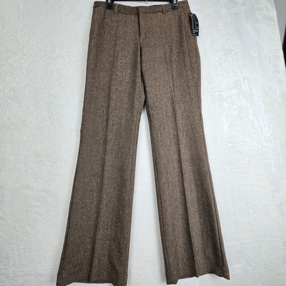 NWT Banana Republic Martin Fit Brown Herringbone Wool Blend Trouser Pants 8R